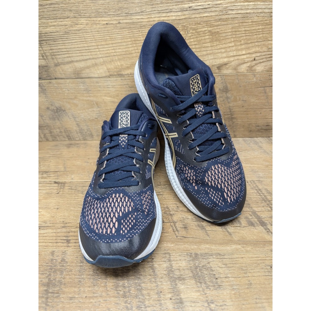 ASICS Gel Kayano 26 Womens 10.5 Blue Gold Almond Running Shoes